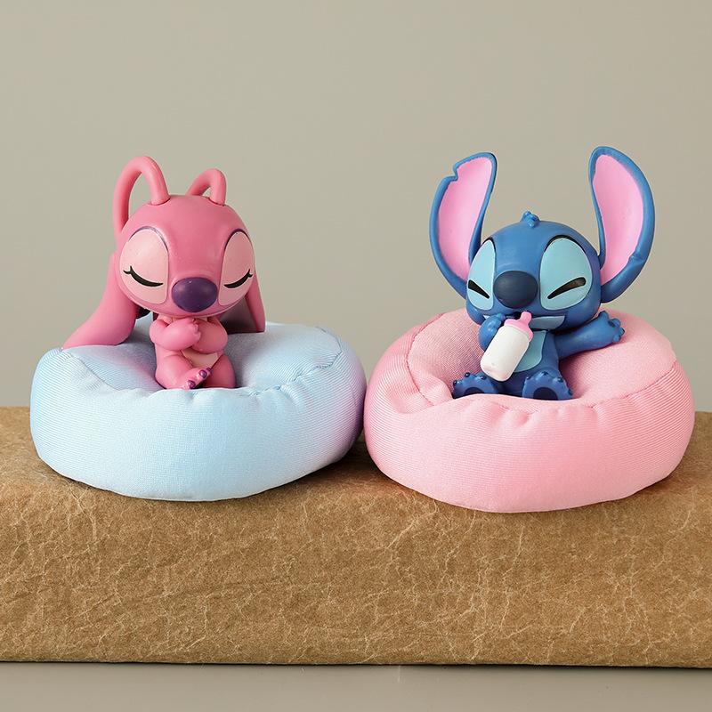 

2pcs Stitch Angel Action Figure Cute Kawaii Cartoon Character Toy Doll Creative Model Decoration For Kid Birthday Gifts