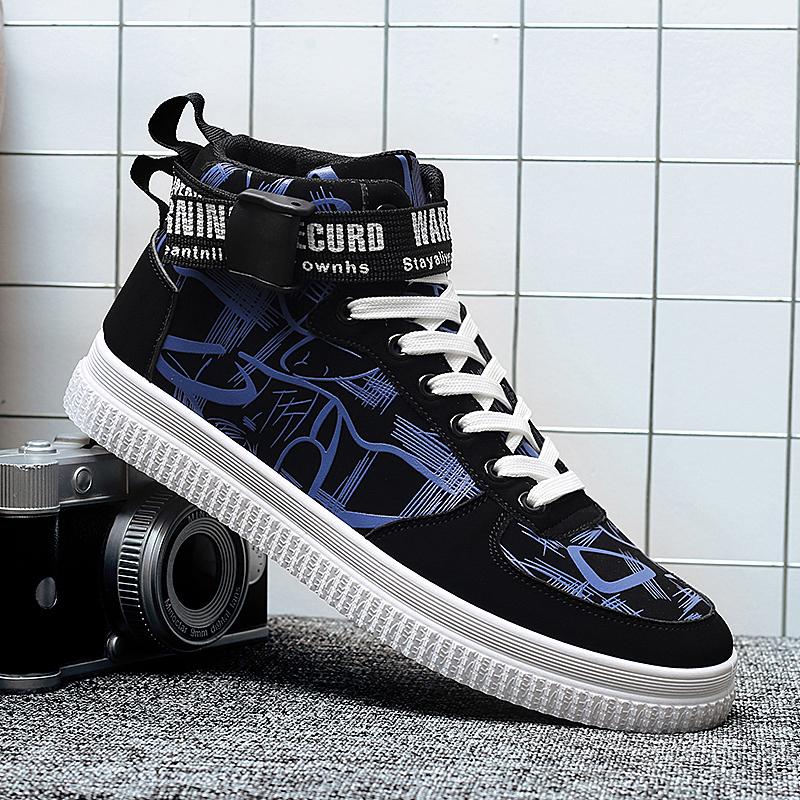 Fashion Classic Skateboard Sneakers Men Spring Comfortable Shoes for Men Graffiti Sport Shoes High-top Walking Jogging Shoes