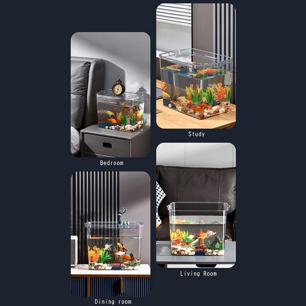 High Quality Transparent Fish Tank Square Plastic Goldfish Tank With Lid Aquarium Betta Tank