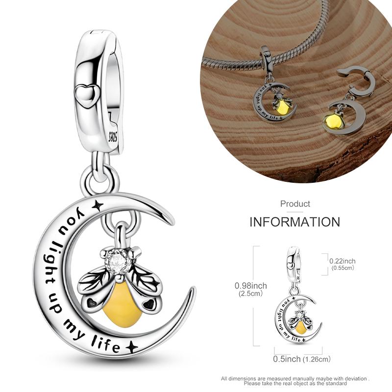 New Graffiti Butterfly Charm 925 Silver Glow Firefly Travel Love Heart Cat Clip Beads Fit Bracelet Necklace DIY Jewelry