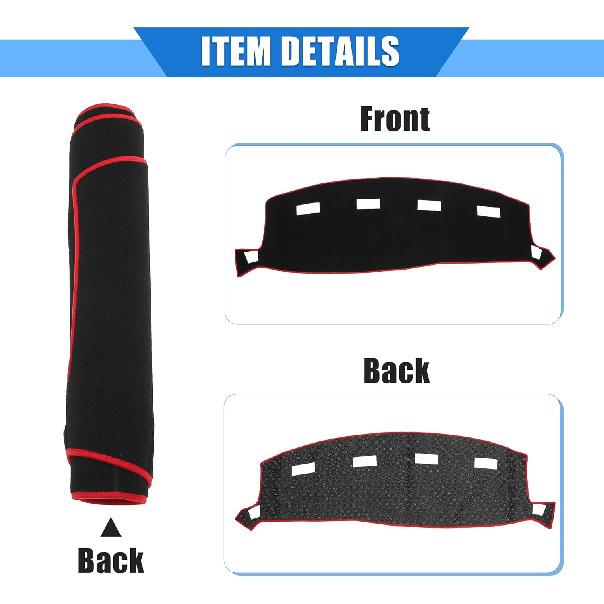 Car Dashboard Cover Compatible for Dodge for Ram 2002-2005, Protective Polyester Red Center Console Interior Trim Dash Cover Mat Pad