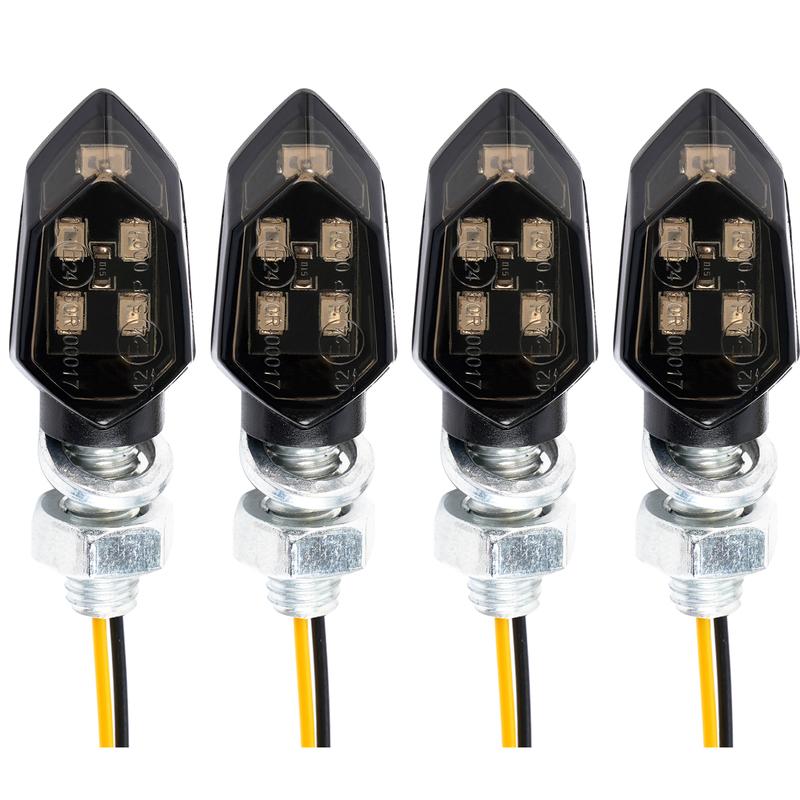 4PCS Smoked Lens Amber LED Turn Signal Lights 12V Universal Motorcycle Blinker for Front Rear Super Bright Easy Plug and Play