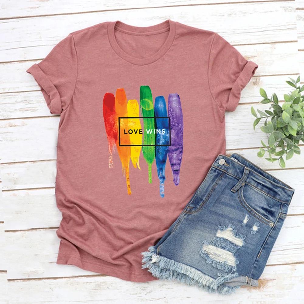 T-shirt L'Amore Vince T-shirt L'Amore È Amore Maglietta Arcobaleno Pride Unisex Donna Manica Corta Vintage Pride Streetwear Top Regalo LGBT