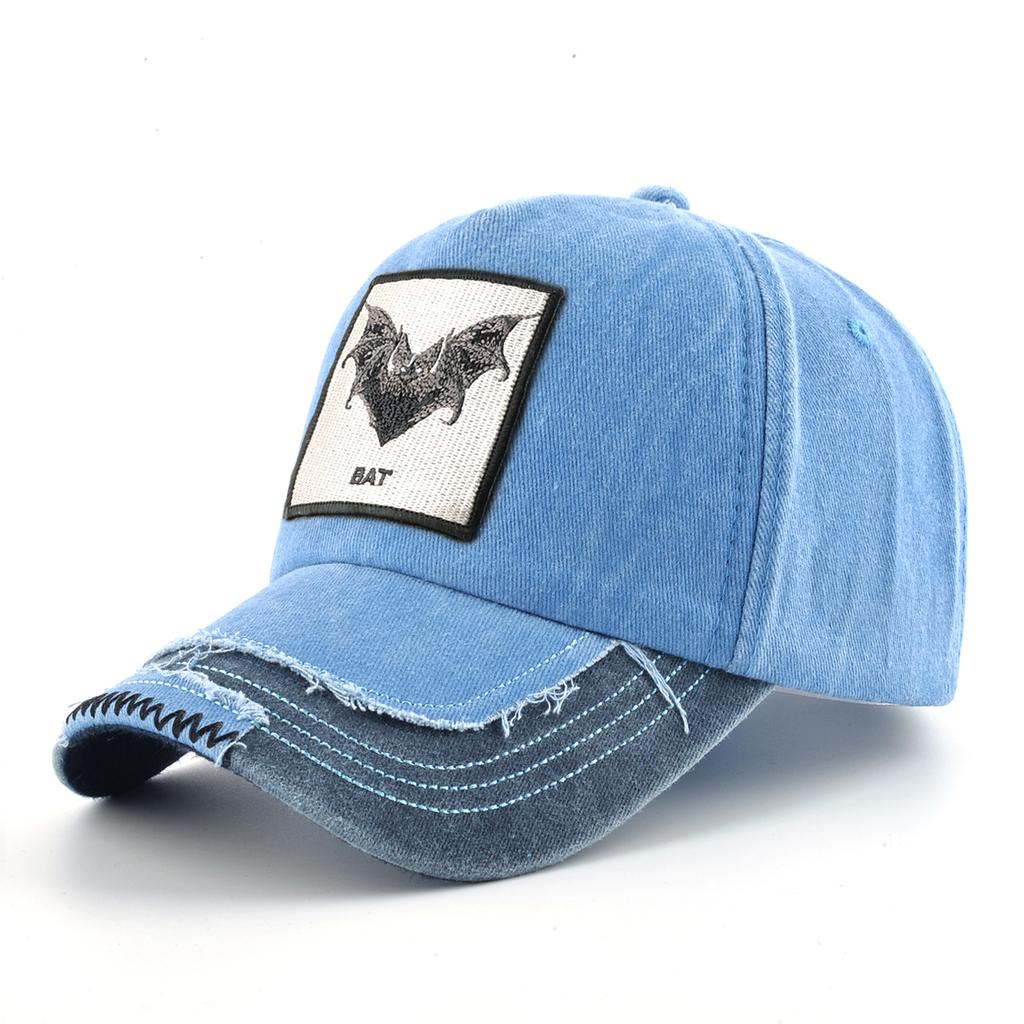 Vintage Denim Baseball Cap With Embroidery Bat Patch Men Snapback Hip Hop Dad Hats Women Four Seasons Adjustable Visor Cap