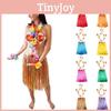 Adult Hula Hawaiian Dance Grass Skirt Lei Headband Wristband Fancy Costume Dress