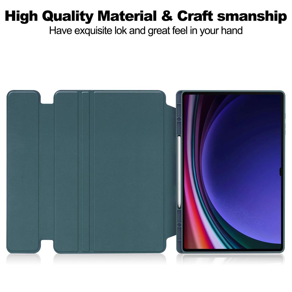 Case for Samsung Galaxy Tab S10 Ultra SM-X920 X926B S9 S8 Ultra 14.6 inch Transparent 360 PU Leather Cover with Pen Slot