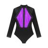 Women's Color Block Patchwork Gymnastic Leotard Bodysuit Tops Party Dance Costume Dancewear