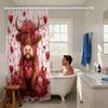 Valentine Day Red Highland Cow Print Waterproof Shower Hanging Curtain Hooks Multiple Sizes Curtains Single Panel Made Of Polyester