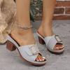 Large size sandals women's summer high heels sandals metal word belt large size sandals