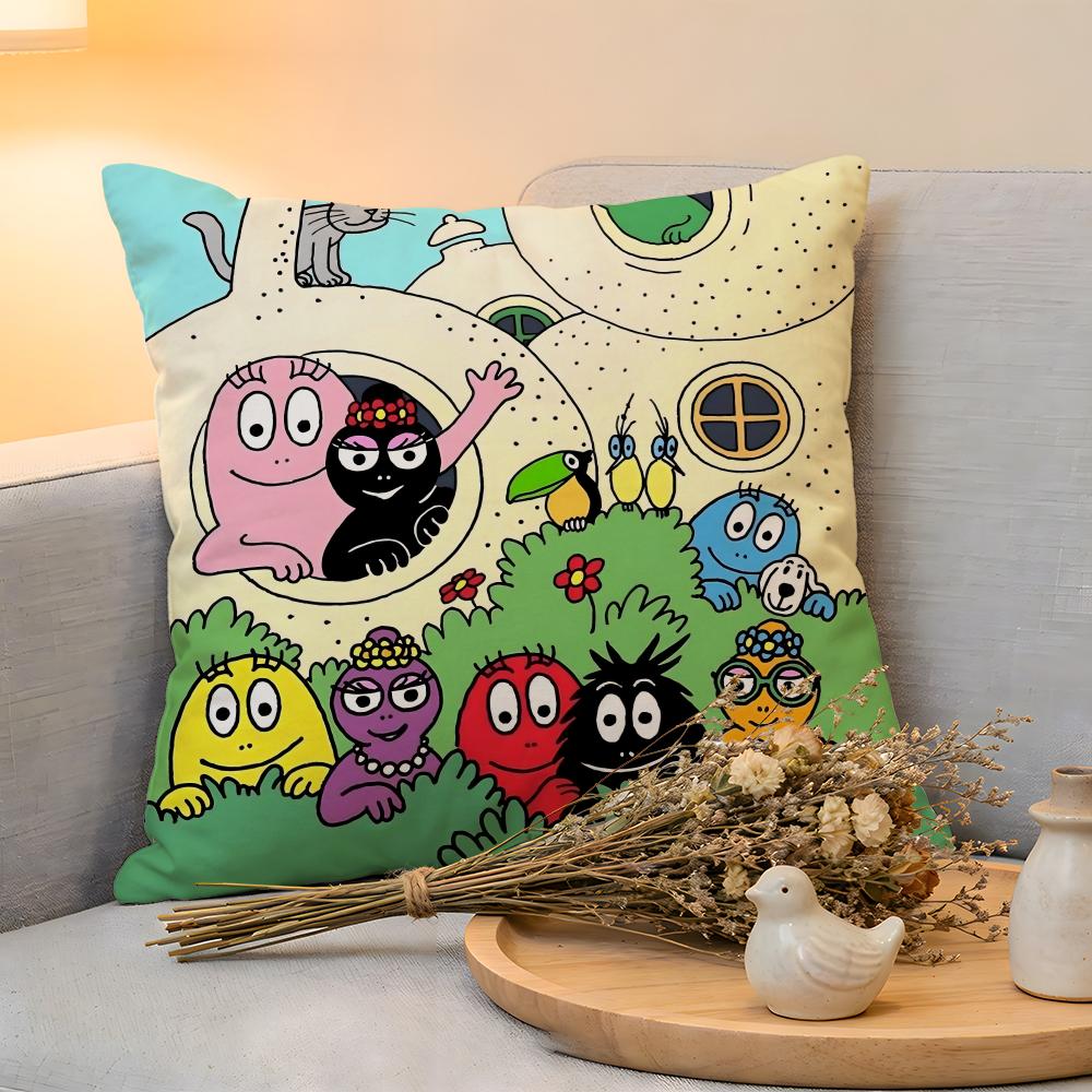 Cushion Cover  Linen  SkinFriendly Soft Decorative Case For Sofa Home Decor Cartoon Cute BBarbapapas Pillow Cover