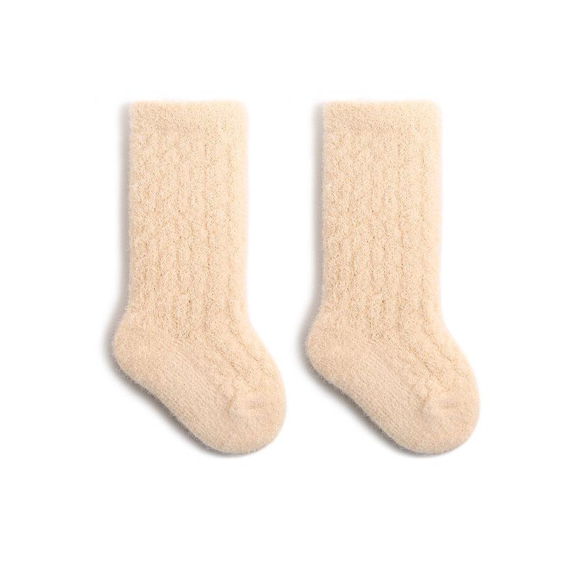 New Autumn Baby Socks Kids Girls Fleece Padded In Tube Socks Toddler Solid Color Thicken Winter Floor Socks