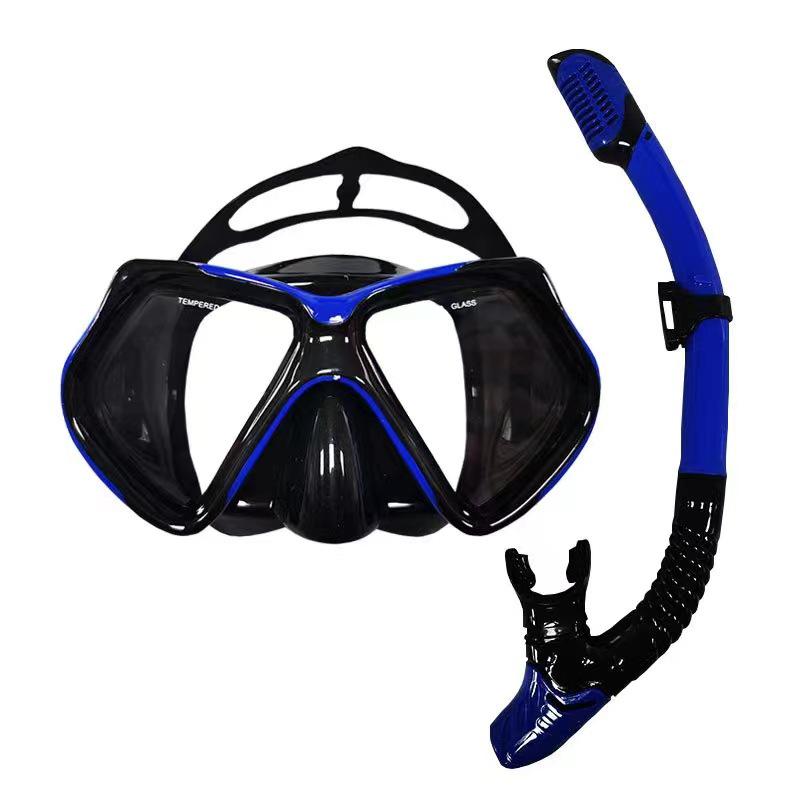 Adult Two-Piece Snorkeling Set: Large Frame Waterproof Anti-Fog Goggles & Snorkel Tube