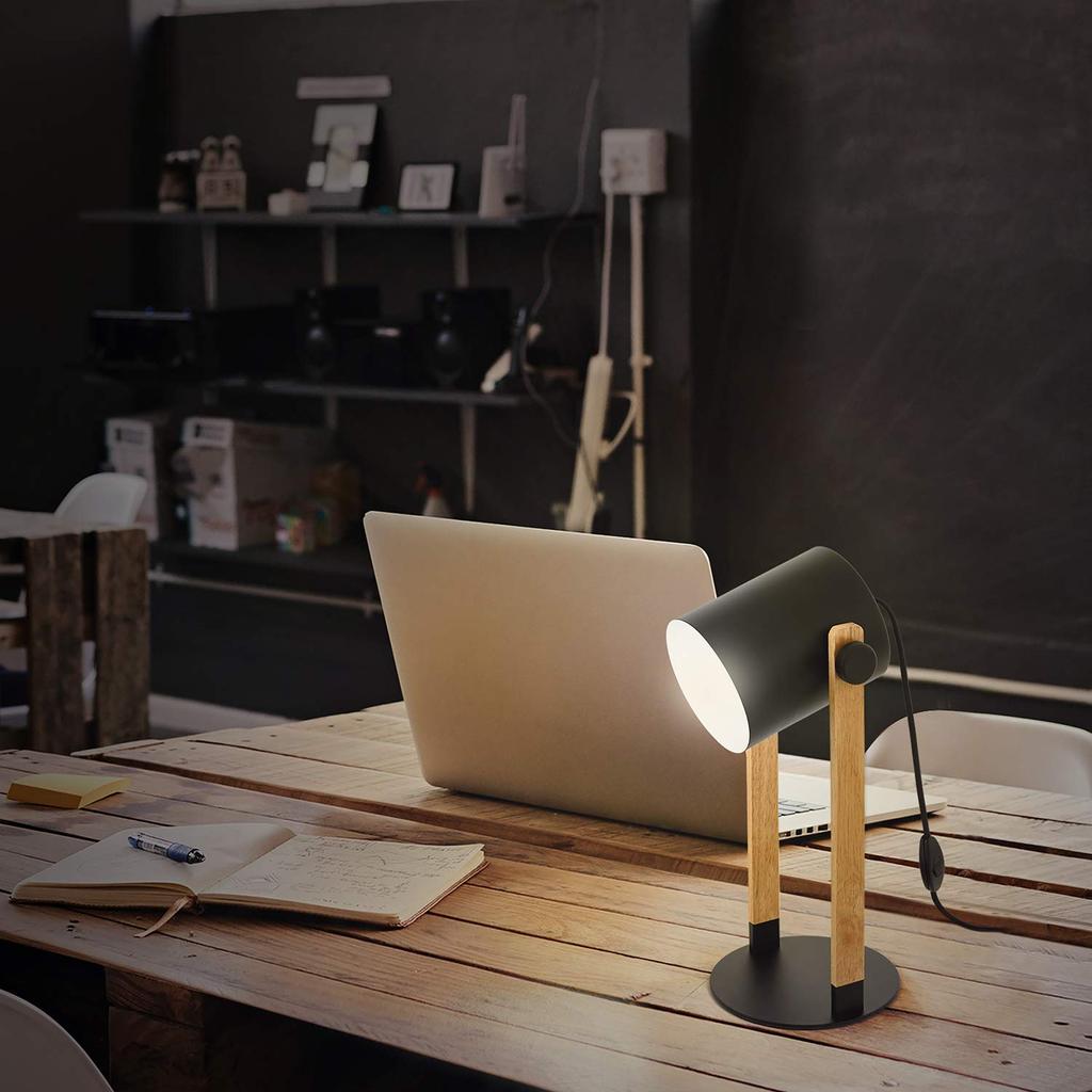 EGLO LED Table Lamp, Cute Nordic Wooden Design, HORNWOOD 204423J, Bright Ambient Lighting, Perfect for Reading, Living Room, Study, Bedroom, or