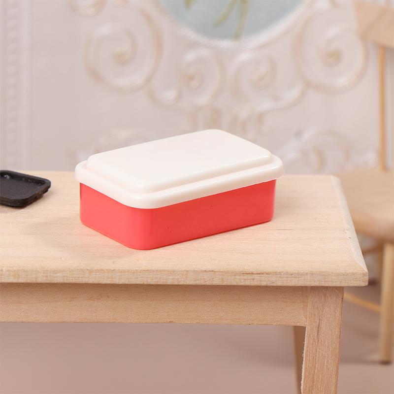 1:12 Scale Dollhouse Kitchen Lunch Box Simulation Plastic Storage Box Mini Fresh Keeping Box Food Tableware Decor Toy Model