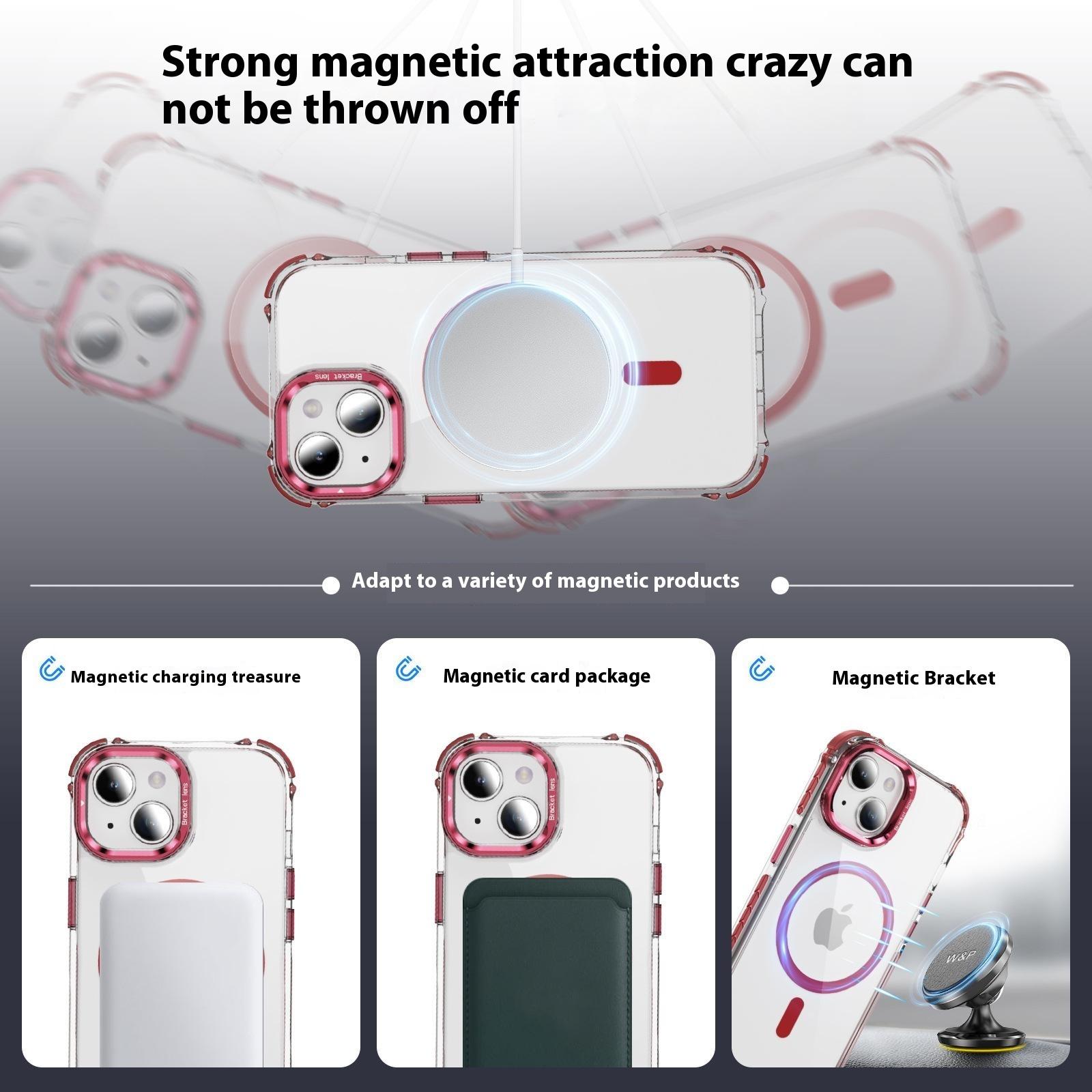 

For iPhone 15 Clear Phone Case with Lens Kickstand Cover Compatible with MagSafe Purple