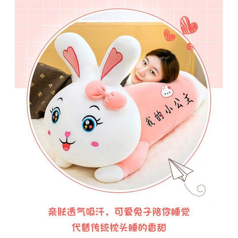 Plush Rabbit Toy With Bowknot Long Body Pillow Girls Women Sleep Hug Gift Valentines Day