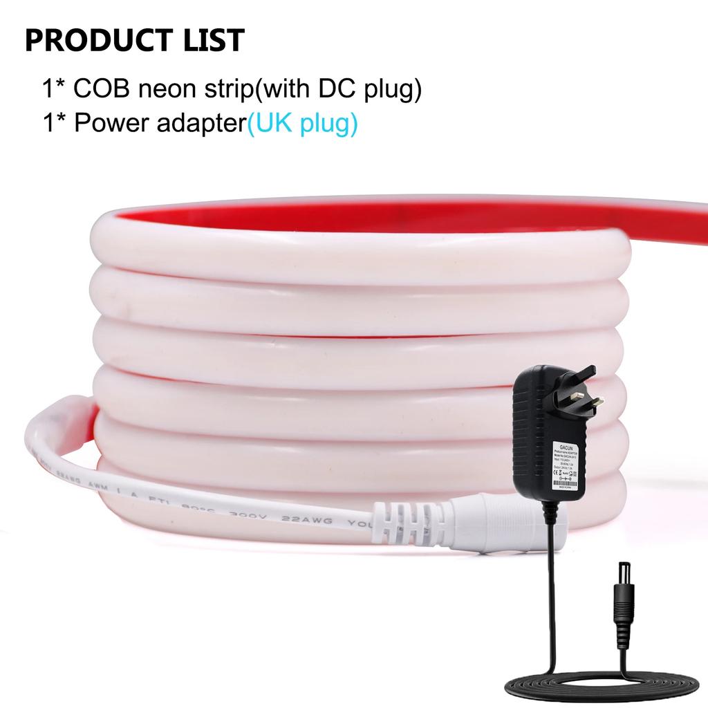 IP68 Wasserdichte COB LED Streifenlichter DC 12V Hohe Helligkeit 320 LEDs/m Flexibles Neonband mit EU/US/UK/AU Stecker für den Garten