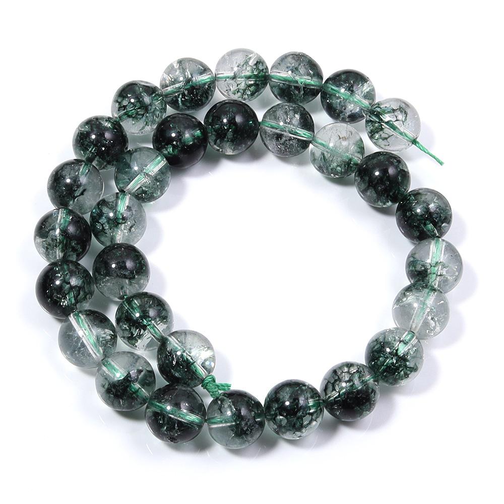 6 8 10 12mm Natural Stone Beads Green Ghost Crystal Round Loose Spacer Beads For Jewelry Making DIY Necklace Bracelets Supplies