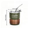 300Ml Coffee Cup With Straw Cover Portable Stainless Steel Anti Scalding Outdoor Camping Beer Mug