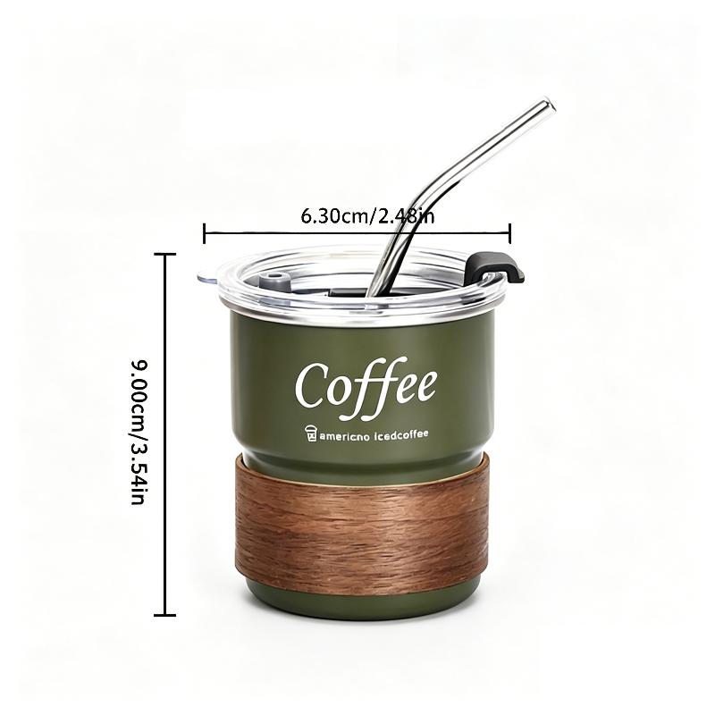 300Ml Coffee Cup With Straw Cover Portable Stainless Steel Anti Scalding Outdoor Camping Beer Mug