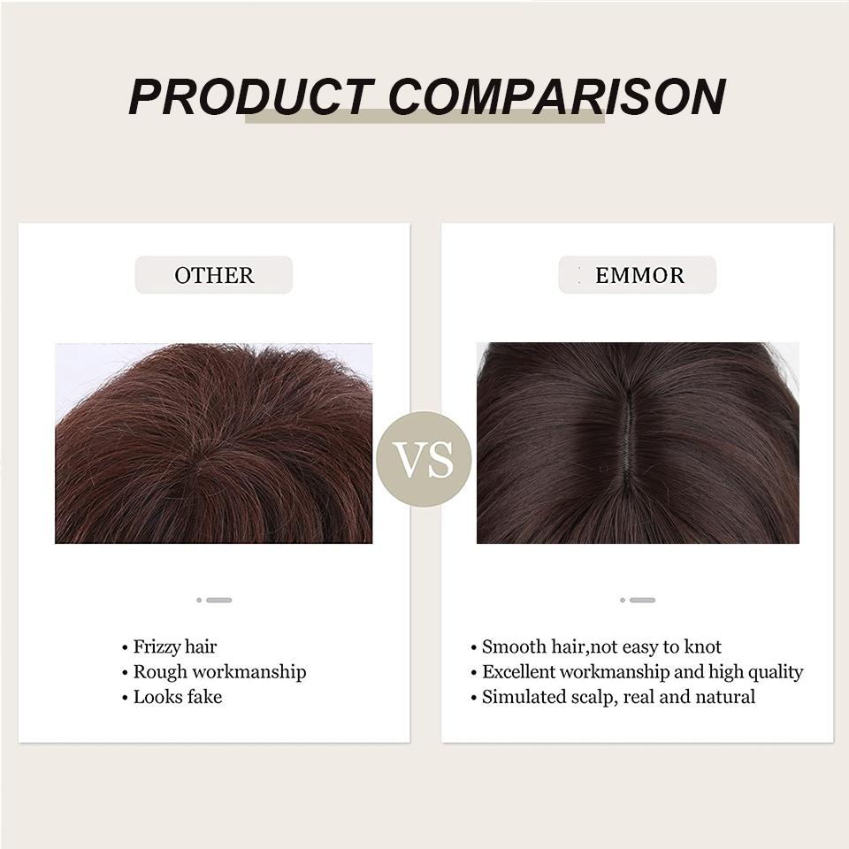 LISI HAIR Dámská přírodní rovná hnědá paruka s ofinou Syntetické vlákno Přírodní vlnitá vrstvená paruka Cosplay Denní nošení