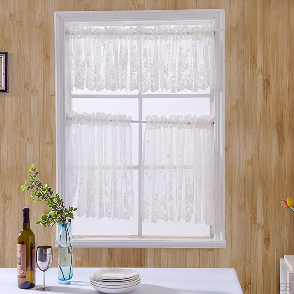Tier Voile Valance Window Curtains Home Decor