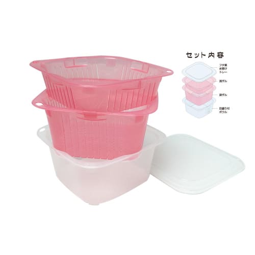 Tafuco Fabulous Life Bowl & Colander 4-Piece Set, Pink, E-2197, Made in Japan