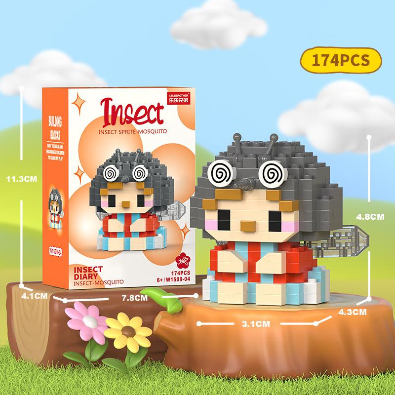 Kreative Insekten-Bausteine Kinderpuzzle Zusammengebautes Mikropartikel Kleintier-Modell Puzzle Biene Schmetterling Geschenk