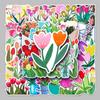50pcs Waterproof Tulip Cartoon Flower Stickers for Suitcase, Diary, Scooter, Computer