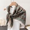 Vintage Letter Simulation Silk High-End Printing Large Square Scarf Silk Scarf Shawl Headscarf Neck Protection Scarf Decorative Women'S Scarf