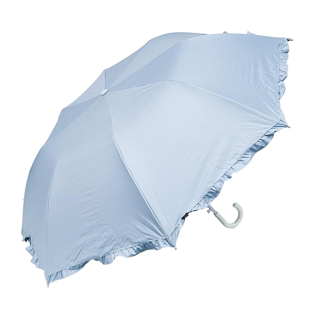Rose Sangyo RIC 55cm Folding Jump UV 61553612 Umbrella, Sun/Rain/Sun Protection, Protection, Windproof, Ruffled, Blue,