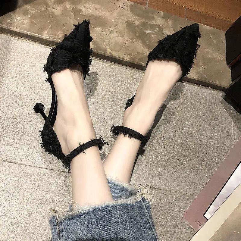 High Heels Buckles Ladies Shoes Designer Summer Comfortable Pvc Women's Sandals On Sale Luxury Trending Cheap Liquidation Shoe
