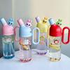 Ura-ra Cartoon Handle Straw Cup: Portable Plastic Cup for Kids' School and Travel