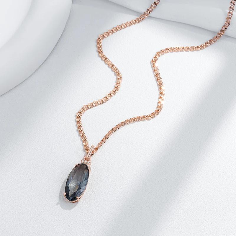 Luxury Geometric Pendant Women Necklace Grey Large Zircon Necklace Golden Accessories Wedding Party Jewelry