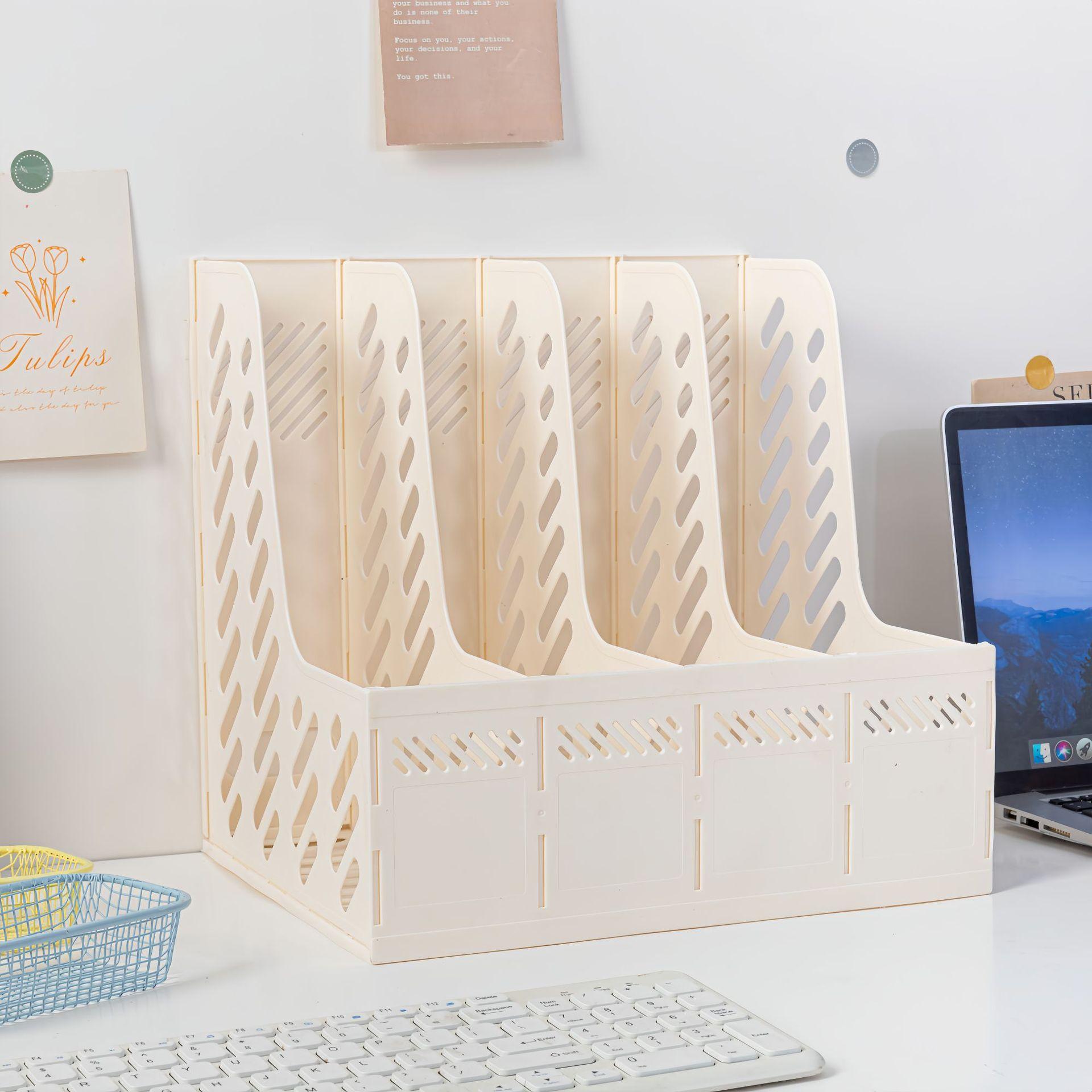 

Утолщенная рамка для файлов с подставкой для ручек, настольный органайзер для файлов для офиса, полки, четыре колонки, направляющая для файлов