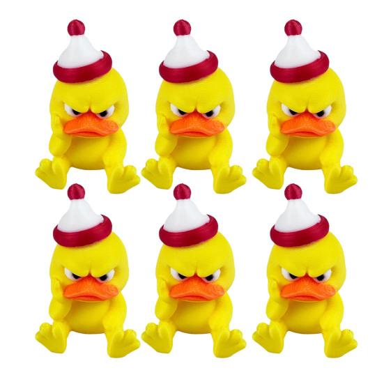 Creative Holiday Gifts 3D Printed Yellow Duck Figurine, Funny Arrogant Statue with Christmas Three Dimensional Figurine Hat, Miniature Ornament