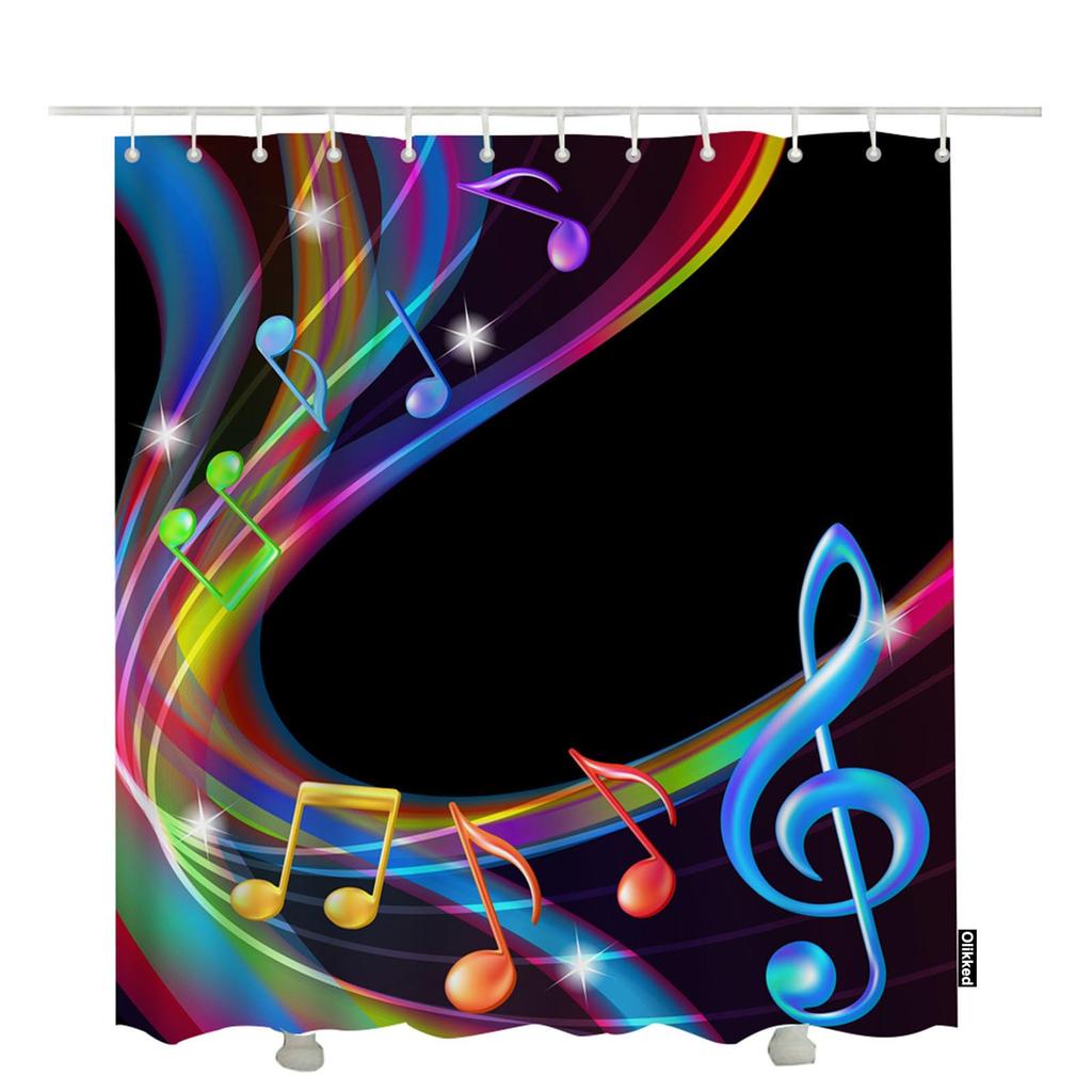 Music Rock Guitar Shower Curtains Modern Bathroom Curtains 3d Printed Decoration Waterproof Cloth with Hooks Bath Curtain