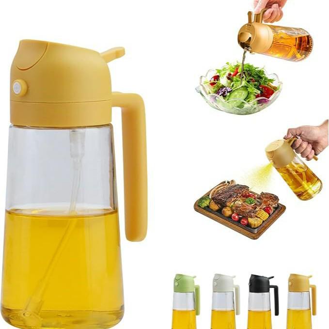 Dual-Purpose Glass Oil Dispenser: Large Capacity Spray & Pour Bottle