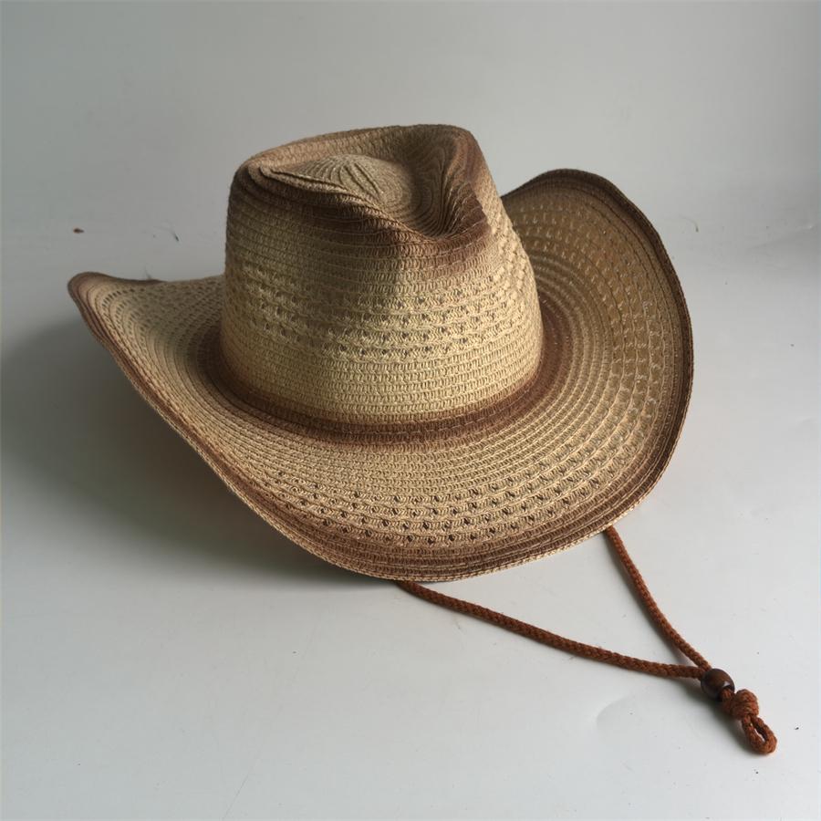 Western Cowboy Straw Hat For Men Women Vintage Outlaw Cowgirl Sun Sombrero Hat With Metal Star Emblem Band Beach Summer Caps