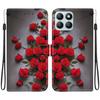 Handmade PU Leather Flip Case for Honor X8b Anti-Slip Shockproof Cover with Wrist Strap & Heart/Rose Cat Designs