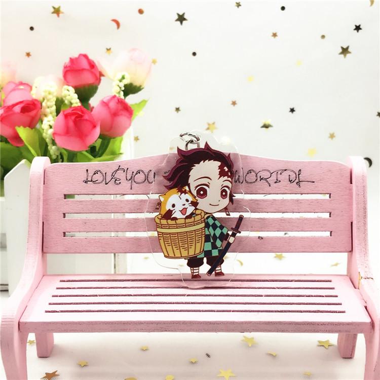 Anime Games Key Rings Demon Slayer Cartoon Character Acrylic Keychain Metal Decoration Accessory Gift Pendant