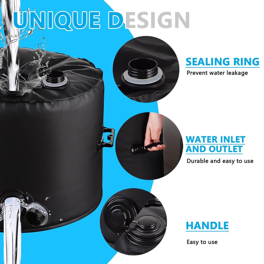 Parasol Base Stand 40L PVC Water-Filled Type Umbrella Base Weight Bag with Handle Tent Fixing Weight Bag Garden Parasol Stand Windproof Foldable Banne