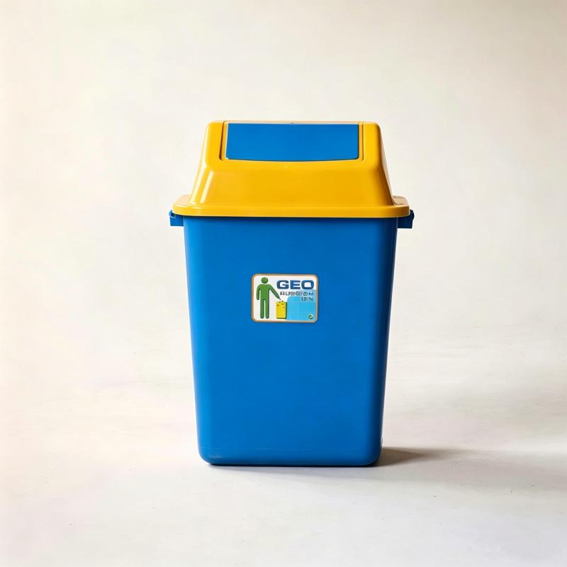 Large Capacity Plastic Flip-Top Trash Can with Lid for Home, Kitchen, Bathroom, Office, or Hotel.