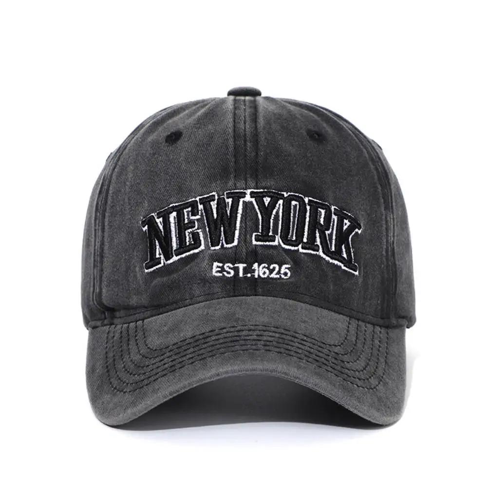 Vintage Grey Baseball Cap For Women Summer American Style Washed Big Head Circumference Hat Versatile Face Slimming Duckbill Cap