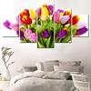 5 Pieces Canvas Wall Arts Poster Painting Tulips Flowers Bouquet White Background Home Decor Modular Picture Print Living Room
