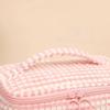 Plush Plaid Flip Makeup Bag for Women Large Capacity Cosmetic Bag Wash Bag Handeled Makeup Pouch Travel Cosmetic Organizer