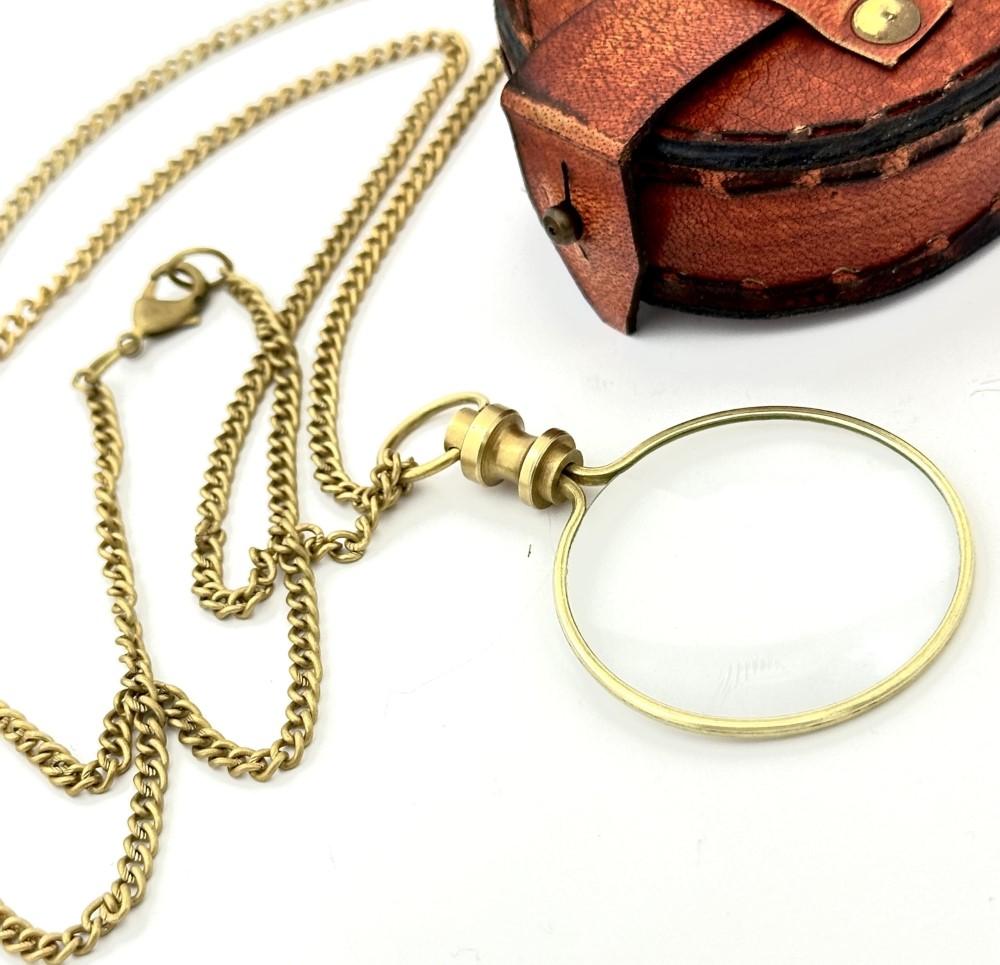 Lommeforstørrelsesglass & Læretui 20X Lommemonokkel Kostyme Antikk Retro,