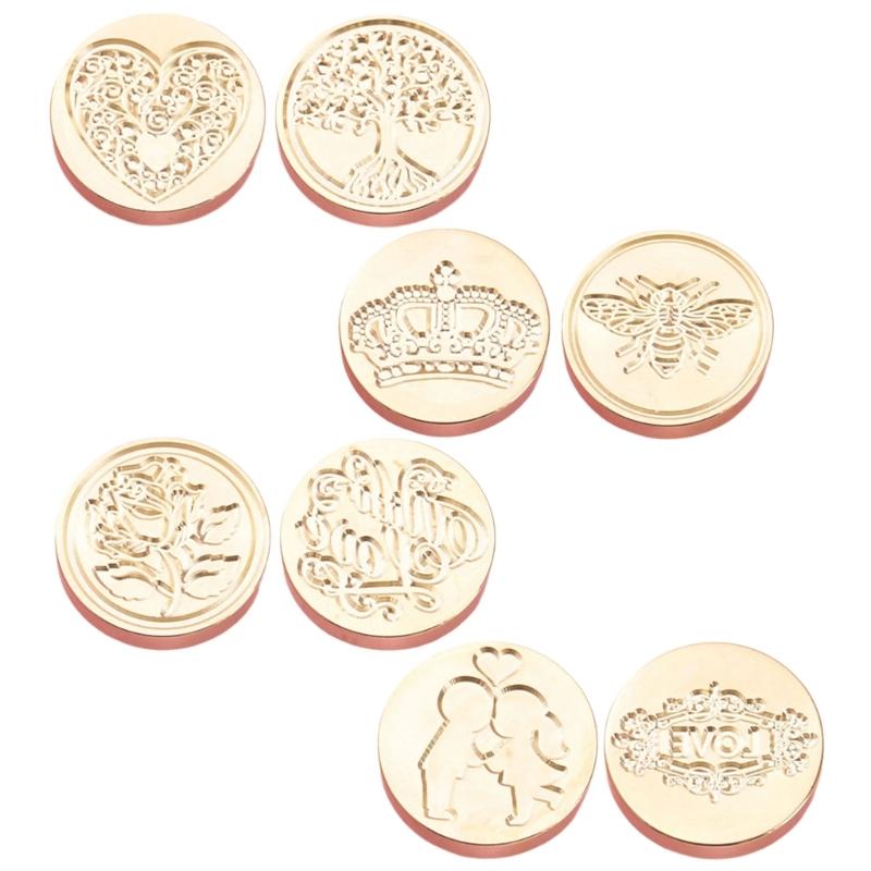 2Pcs Wedding Themed Seal Stamp Head, Embossed Sealing Stamp Head for Invitations Envelope Scrapbooking Embellishments