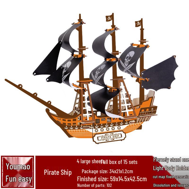 DIY Wooden Ancient Sailing Ship Model Kit: 3D Puzzle, Handmade Silk Merchant Vessel for Adults