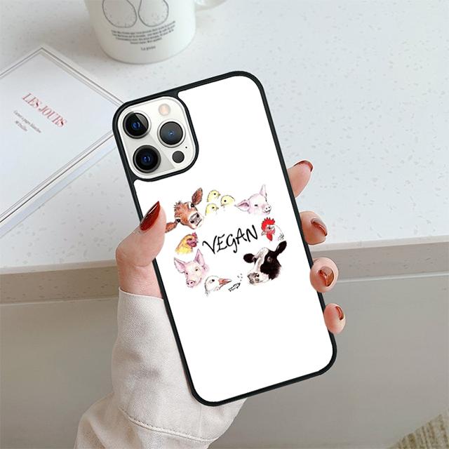 Vegan Love Animal Phone Case For iPhone 17 Air 13 12 14 15 16  Cover For Apple 14 15 16 Pro Max Plus Coque